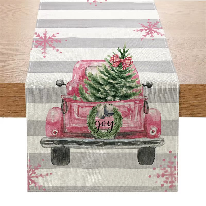 Creative Print Christmas Table Runner Christmas Decor