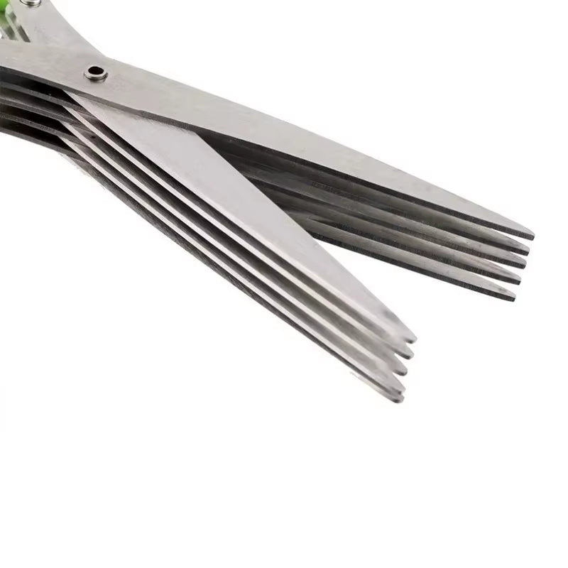 Versatile 3-5 Layer Stainless Steel Kitchen Scissors for Effortless Cutting and Chopping of Peppers, Scallions, and More!