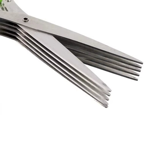 Versatile 3-5 Layer Stainless Steel Kitchen Scissors for Effortless Cutting and Chopping of Peppers, Scallions, and More!