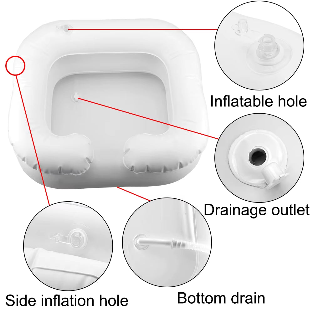 Inflatable Shampoo Tray Hair Washing Tub for the disabled Tub Portable with Drain Tube PVC