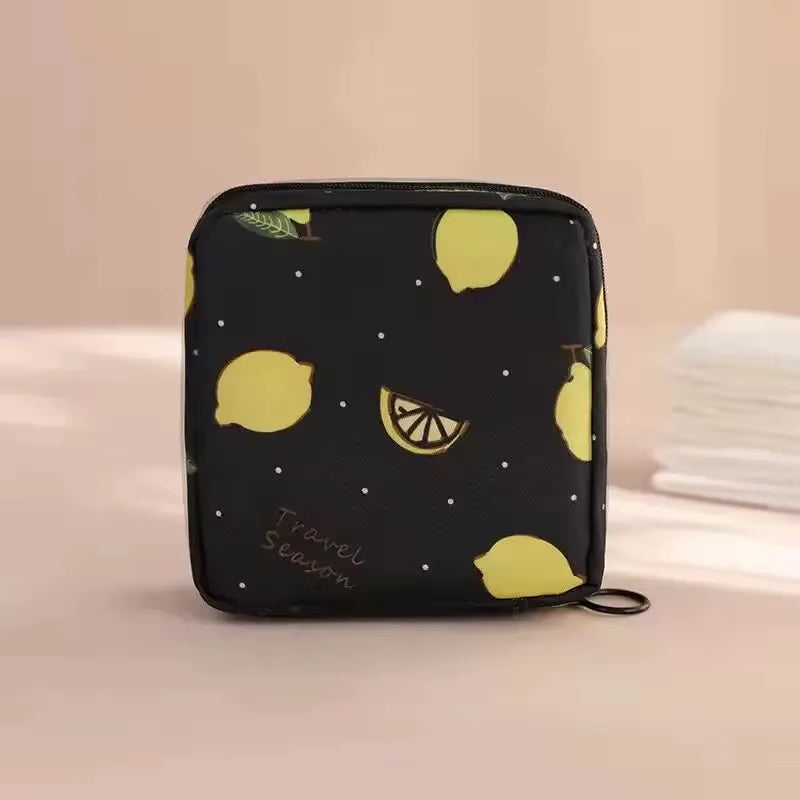 Women Sanitary Napkin Tampon Storage Bag Portable Waterproof Organizer Pouch Cartoon Pattern Sanitary Napkin Bag