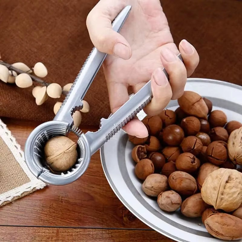 1Pc Silvery Metal Multi Functional Walnut Clip Household Nut Shelling Tools Suitable for Walnuts Chestnuts and Hazelnut
