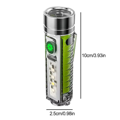 USB C Rechargeable LED Flashlight LED MINI Keychain Light with Tail Magnet Uv Light Multifunction Portable Torch Camping Lights