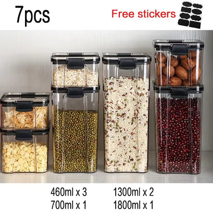 Food Storage Kitchen Containers Plastic Box Jars for Bulk Cereals Kitchen Organizers for Pantry Organizer Jars with Lid Home Set