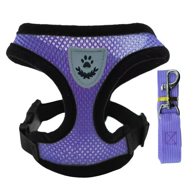 Cat Harness Vest Walking Leash for Puppy Dog Collar Polyester Adjustable Mesh Dog Harness for Small Medium Pet Accessories