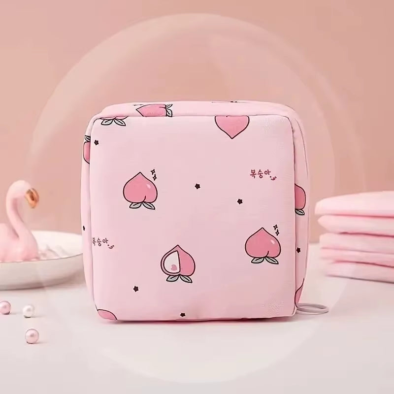 Women Sanitary Napkin Tampon Storage Bag Portable Waterproof Organizer Pouch Cartoon Pattern Sanitary Napkin Bag