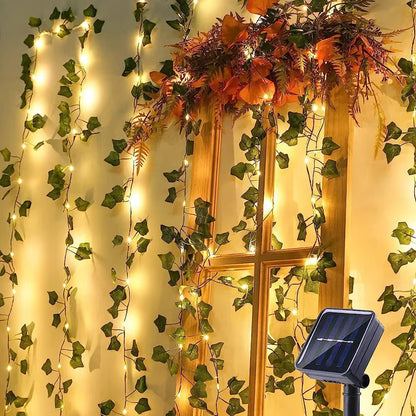 Flower Green Leaf String Lights Artificial Vine Fairy Lights Battery Powered Christmas Tree Garland Light for Weeding Home Decor