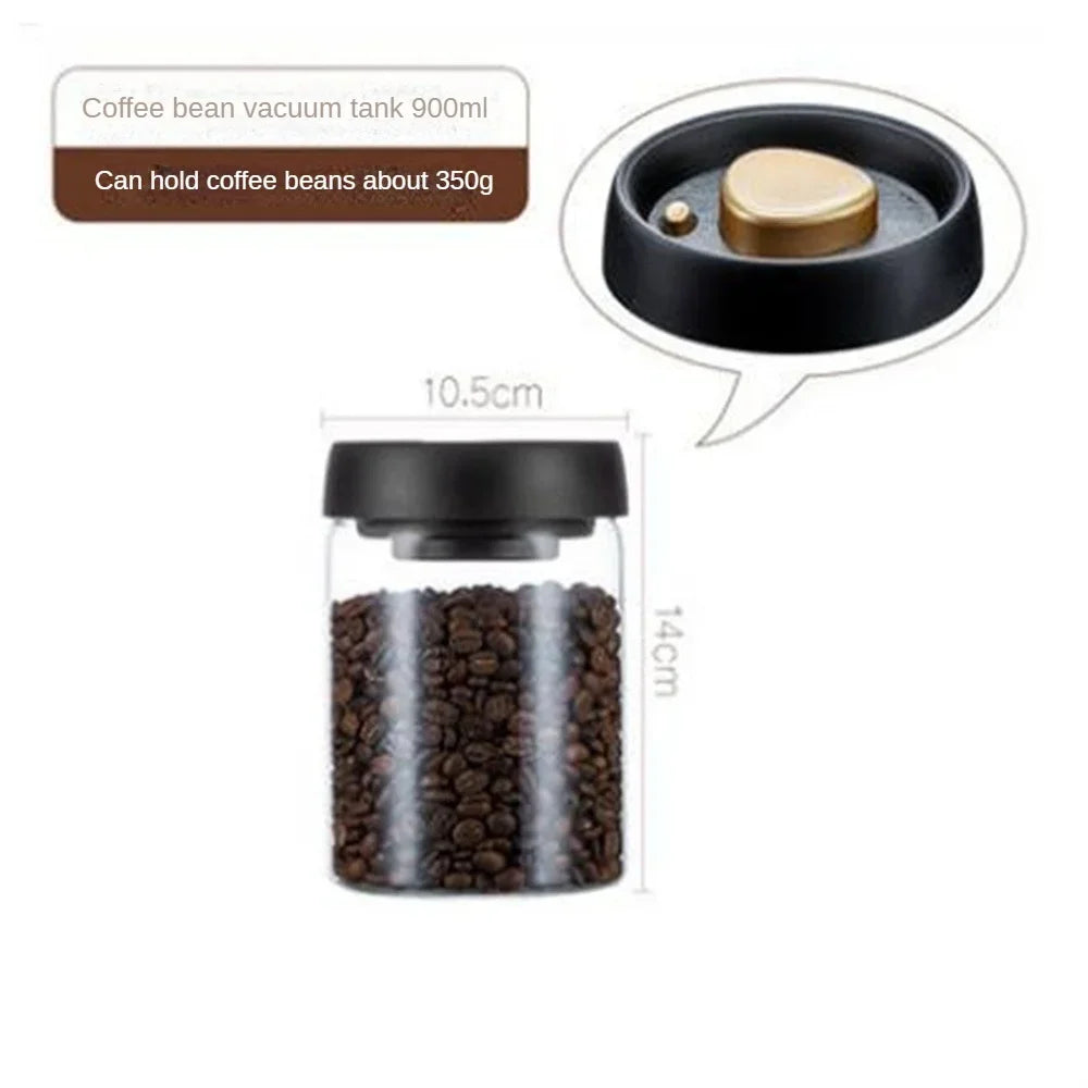 Coffee Beans Vacuum Sealed Tank Transparent Glass Food Storage Jars Household Moisture-Proof Air Extraction Airtight Container
