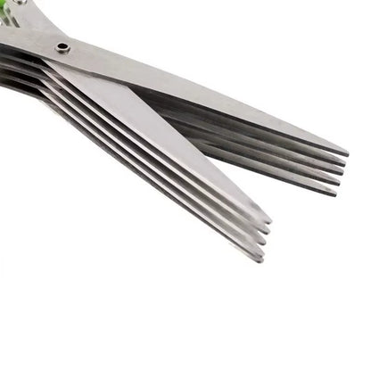 Versatile 3-5 Layer Stainless Steel Kitchen Scissors for Effortless Cutting and Chopping of Peppers, Scallions, and More!