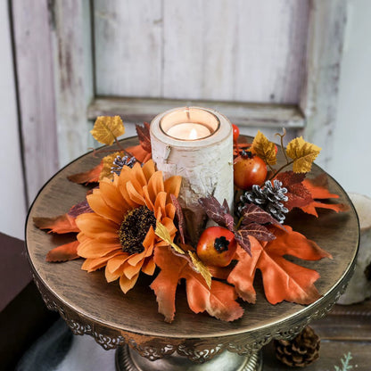 Harvest Pumpkin Spice Scented Candle Centerpiece Autumn Maple Leaf Garland Thanksgiving Table Decoration