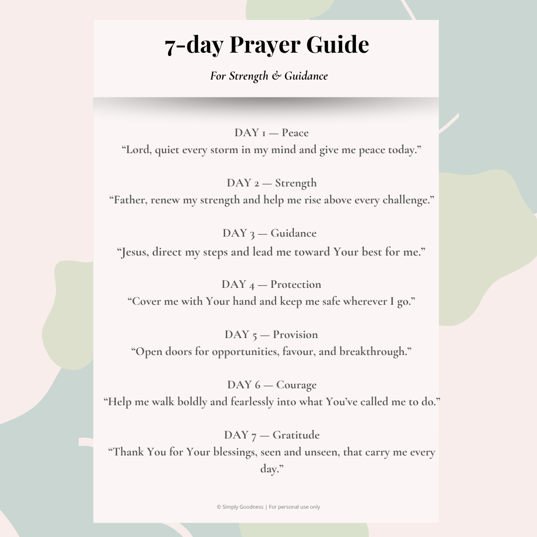 7-Day Prayer Guide: Strength & Guidance (Digital Download)