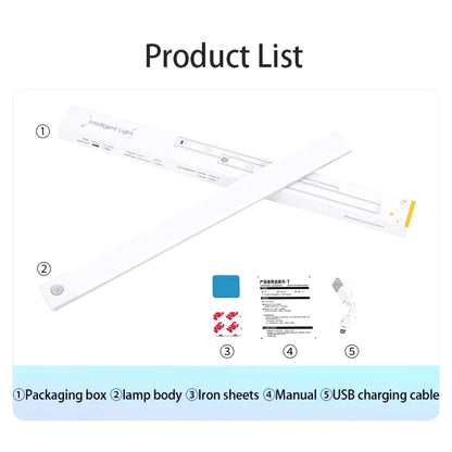 LED Cabinet Light USB Type-C Rechargeable Motion Sensor Led Lamp for Kitchen Wardrobe Cabinet Lighting 20Cm/30Cm/40Cm/50Cm/60Cm