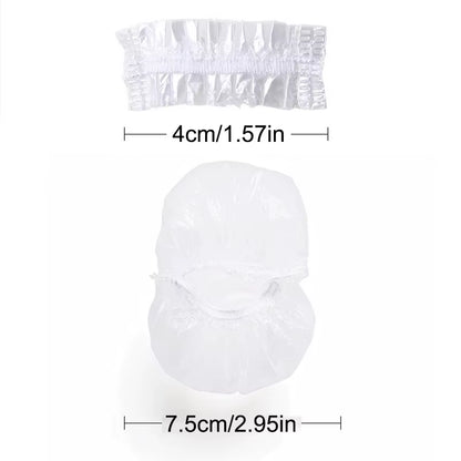 100PCS Disposable Hair Earmuff Dye Transparent Elastic Shower Hair Dye Protection Tool Shield Waterproof Earpack Plastic Wrap