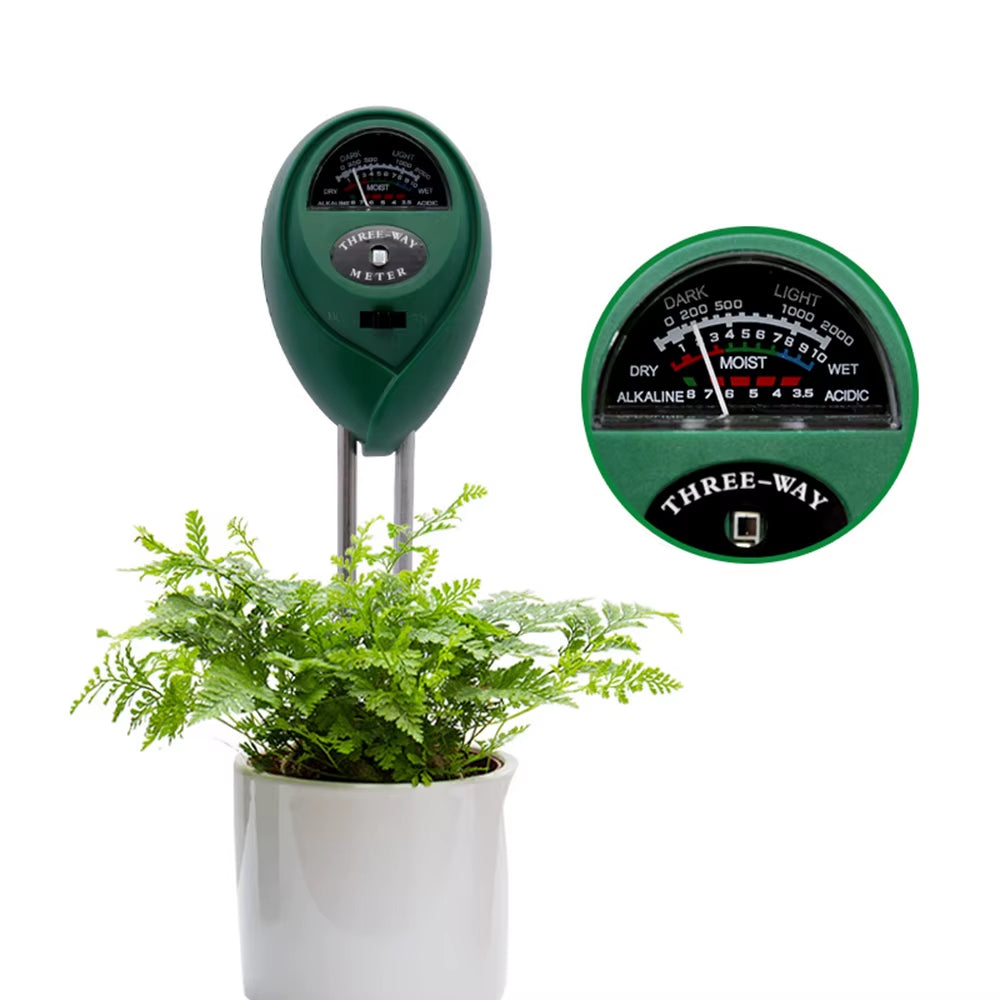 PH Meter 3 In1 Soil Sunlight PH Tester Garden Flowers Soil Moisture Sensor Meter Plants Acidity Humidity PH Monitor Detector
