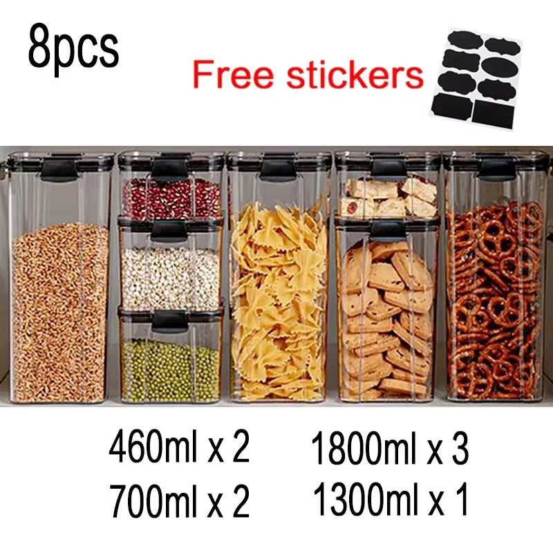 Food Storage Kitchen Containers Plastic Box Jars for Bulk Cereals Kitchen Organizers for Pantry Organizer Jars with Lid Home Set