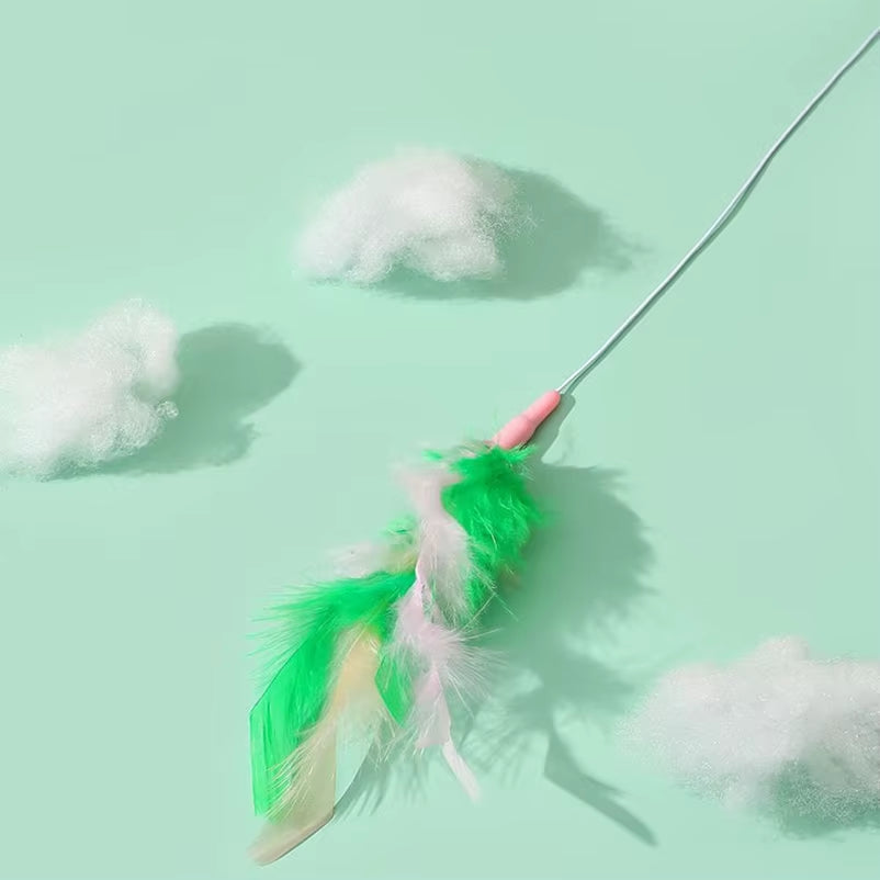 Bamboo Cat-Teasing Stick Pet Cat Toy Feather Cat-Teasing Rope Relief Bite Resistant Wear Resistant Pet Products