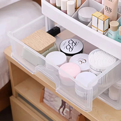 1Pc Transparent Plastic Four Layer Three Drawer Desktop Drawer Style Cosmetic Storage Box Dressing Table Storage Rack