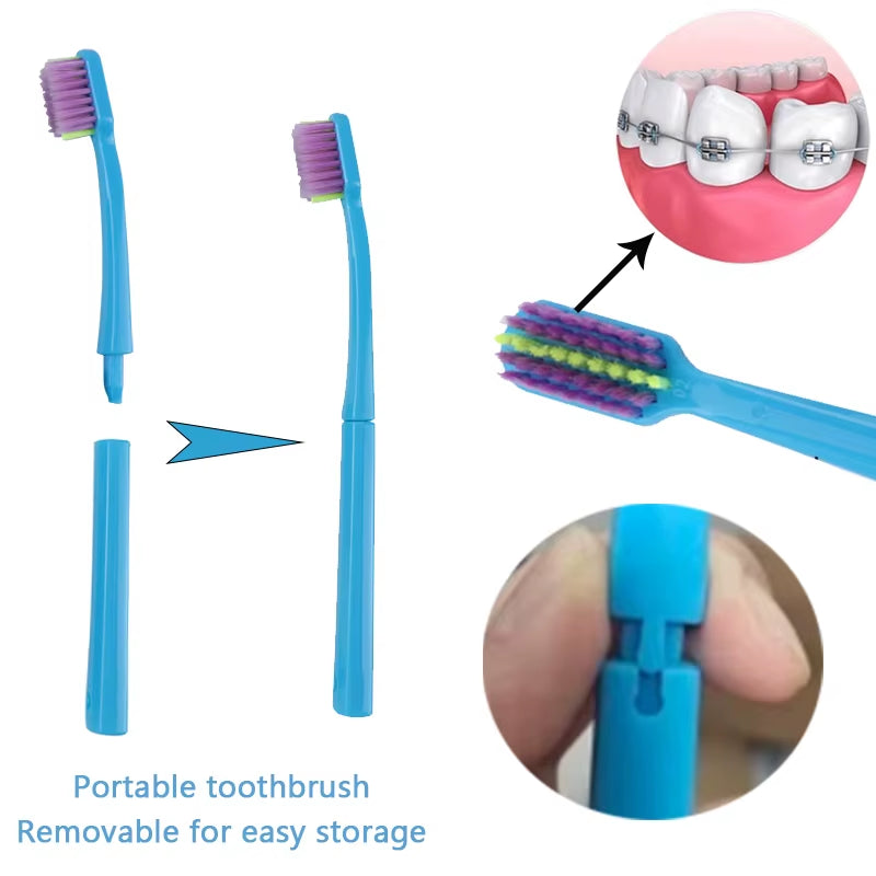 Dental Cleaning Care Kits Portable Travel Oral Cleaning Kits Detachable Toothbrush Interdental Brush Tongue Scraper Storage Case