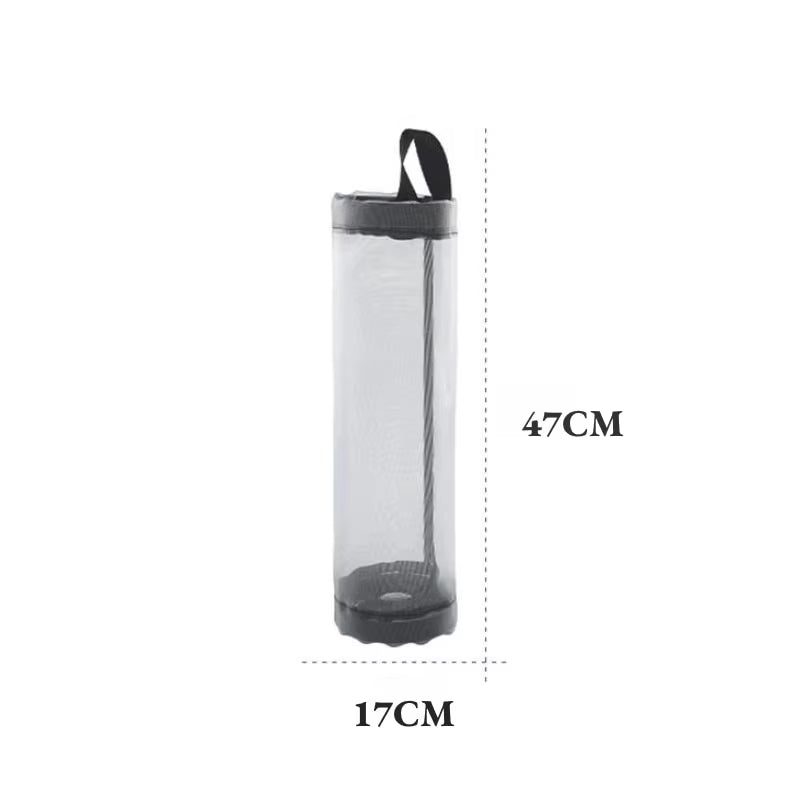 1Pc Grey Sundries Bag Storage Wall Mount Mesh Plastic Bags Dispenser Hanging Reused Storage Pouch Trash Bags Kitchen Garbage Org