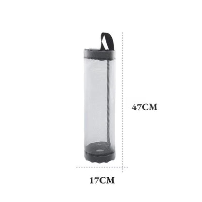 1Pc Grey Sundries Bag Storage Wall Mount Mesh Plastic Bags Dispenser Hanging Reused Storage Pouch Trash Bags Kitchen Garbage Org
