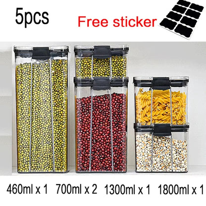Food Storage Kitchen Containers Plastic Box Jars for Bulk Cereals Kitchen Organizers for Pantry Organizer Jars with Lid Home Set