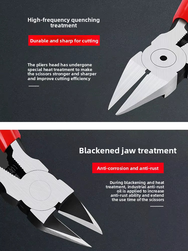 Sharp Diagonal Nozzle Pliers Electronic Cutting Tool for Plastic Gate Metal Wire Cable Precision Flush Cutter for DIY Repair