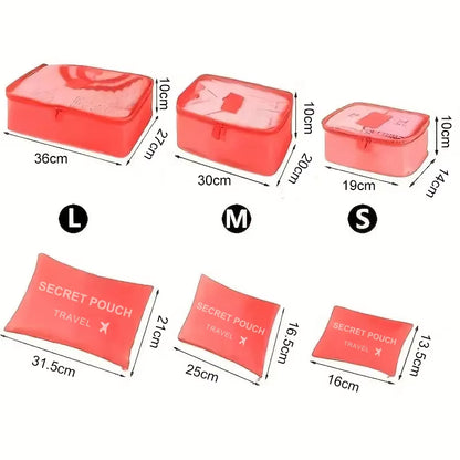 6 Pcs/Set Pink/Blue/Grey Travel Storage Bag Large Capacity Waterproof Luggage Clothing Underwear Storage Bag Bag with Zipper