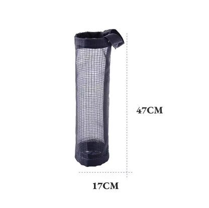 1Pc Grey Sundries Bag Storage Wall Mount Mesh Plastic Bags Dispenser Hanging Reused Storage Pouch Trash Bags Kitchen Garbage Org