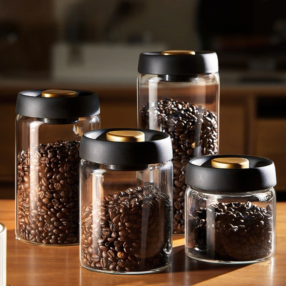 Coffee Beans Vacuum Sealed Tank Transparent Glass Food Storage Jars Household Moisture-Proof Air Extraction Airtight Container