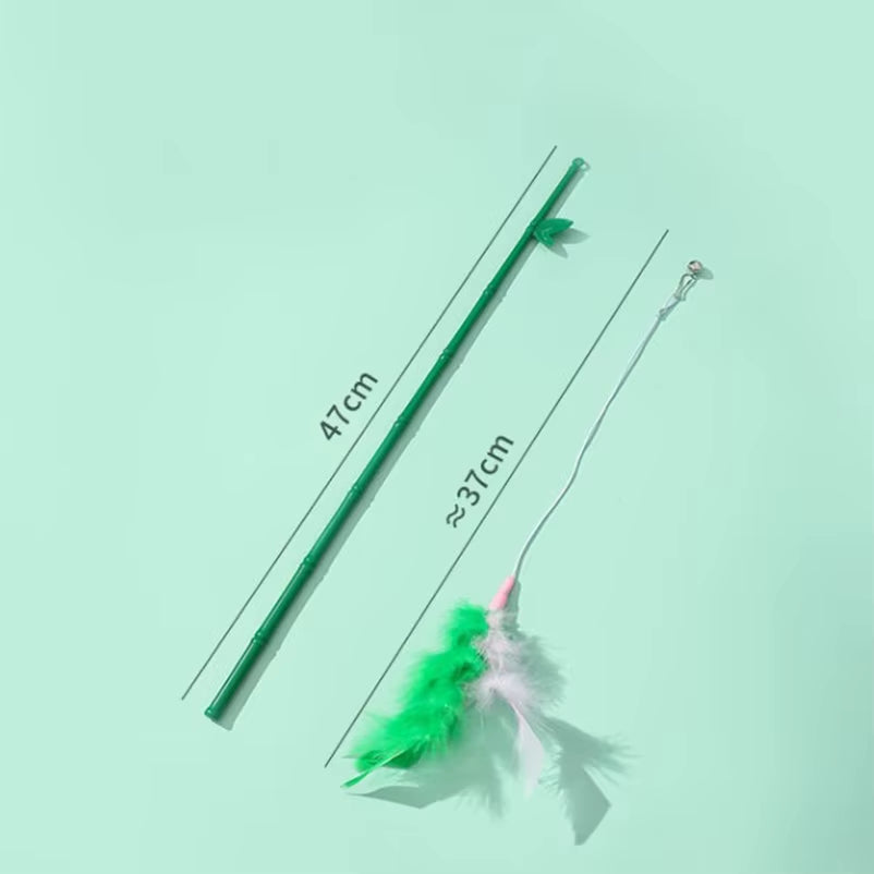 Bamboo Cat-Teasing Stick Pet Cat Toy Feather Cat-Teasing Rope Relief Bite Resistant Wear Resistant Pet Products