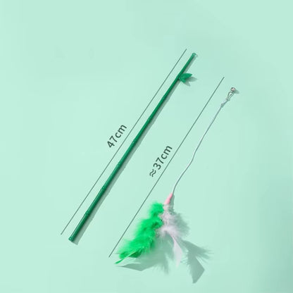 Bamboo Cat-Teasing Stick Pet Cat Toy Feather Cat-Teasing Rope Relief Bite Resistant Wear Resistant Pet Products