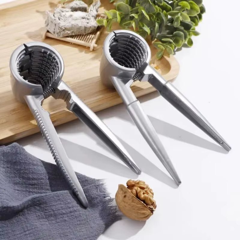 1Pc Silvery Metal Multi Functional Walnut Clip Household Nut Shelling Tools Suitable for Walnuts Chestnuts and Hazelnut